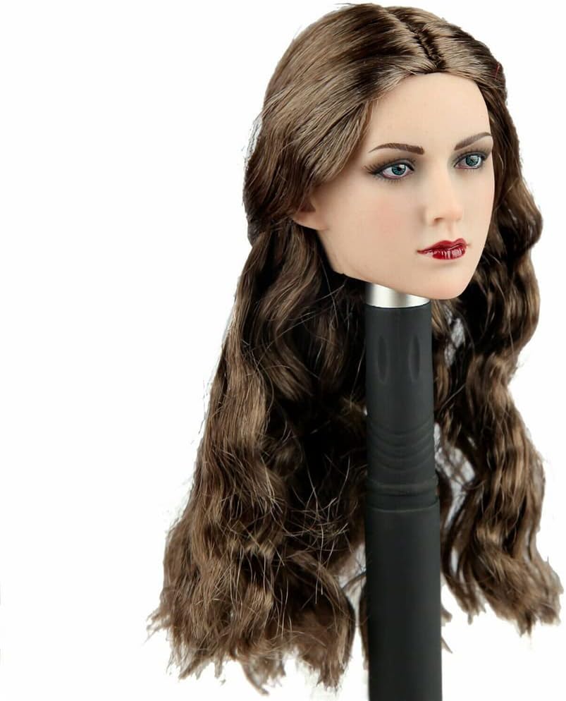 1/6 Scale Female Head Sculpt, European Girl Long Curls Hair Head Carved for 12inch Action Figure Doll (B)