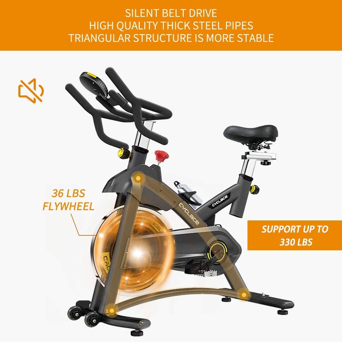 cyclace peloton bike exercise bike stationary 330 lbs weight capacity with lcd monitor