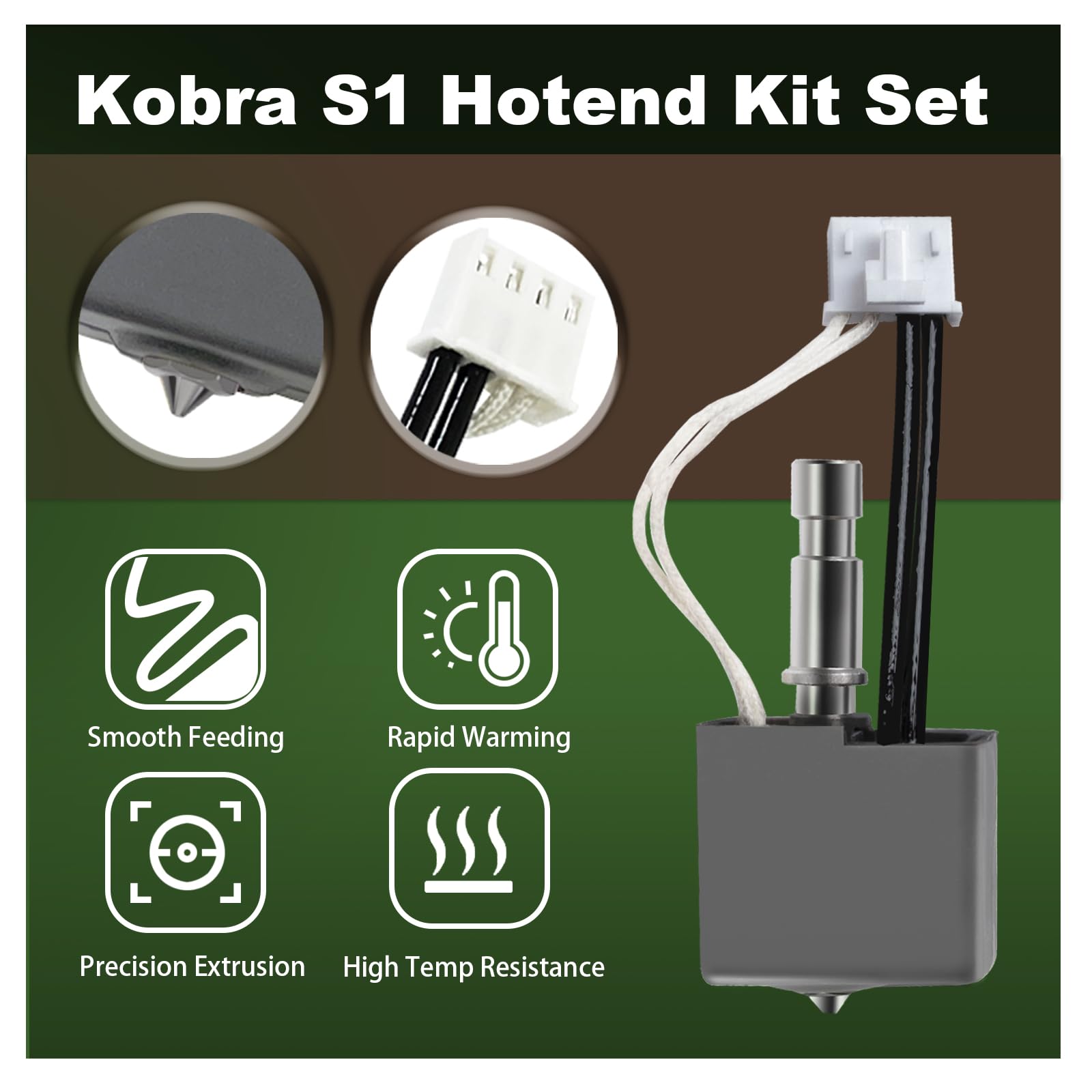 IdeaFormer Kobra S1 Hotend, zestaw wylotowy z ekstruderem z 2 szt. wytrzymałych dysz stalowych 0,4 mm, twarde dysze wylotowe dla Anycubic Kobra S1/Kobra S1 Combo