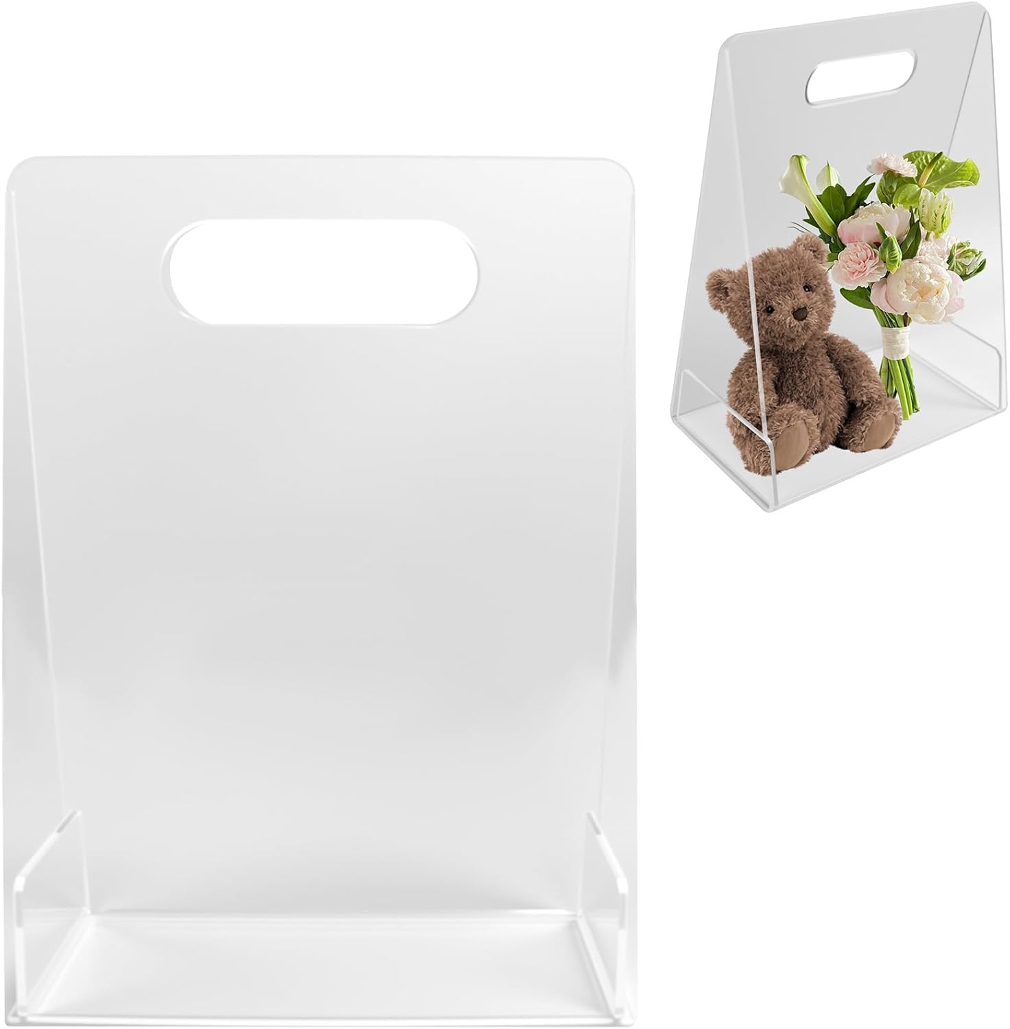 1 Pcs Acrylic Wedding Flower Basket Hand-Held Flower Bag Acrylic Bag Vase for Flowers, Decorative Flower Bags for Party