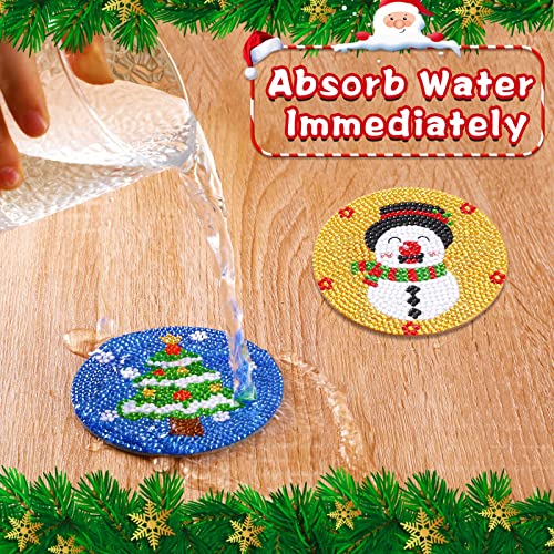 Upins 8Pcs Diamond Painting Coasters For Drinks Diy Life Coaster Diamond Art Kits For Adults Kids Beginners Diamond Art Craft Supplies (Christmas-1) #TOP5