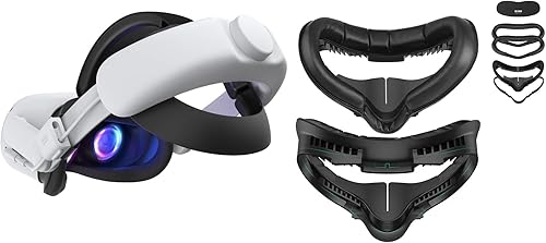 KIWI design Almohadilla de cojín facial y correa de batería cómoda compatible con Quest 2