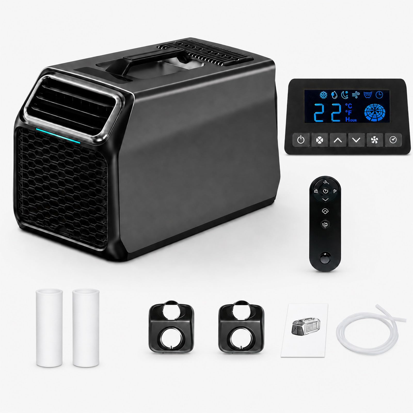SHUMIAO 5000 BTU Portable Air Conditioner, 1400W 3-in-1 Tent AC with Cooling, Dehumidifier & Sleep Mode, Compact Camp Air Conditioner for Camping, RV, Dorm Room, College Apartment, Trucks