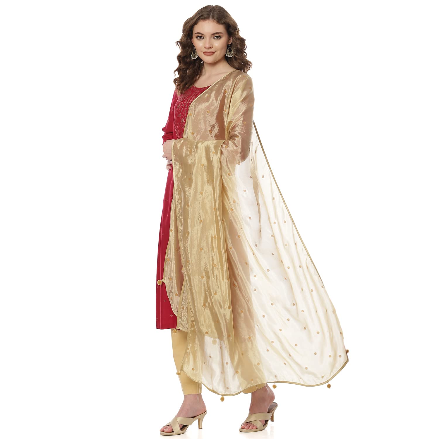 rangriti Rangrit Women's Ethnic Golden Polyester Dupatta-picture-41