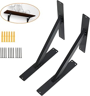 Staffe per Mensole, 20 * 20cm Staffe Mensole Angolari Pesante a Parete Scaffale, Supporto per Mensole Pesanti Supporto di Scheda, Scaffale e Mensola(2Pcs, Nero)