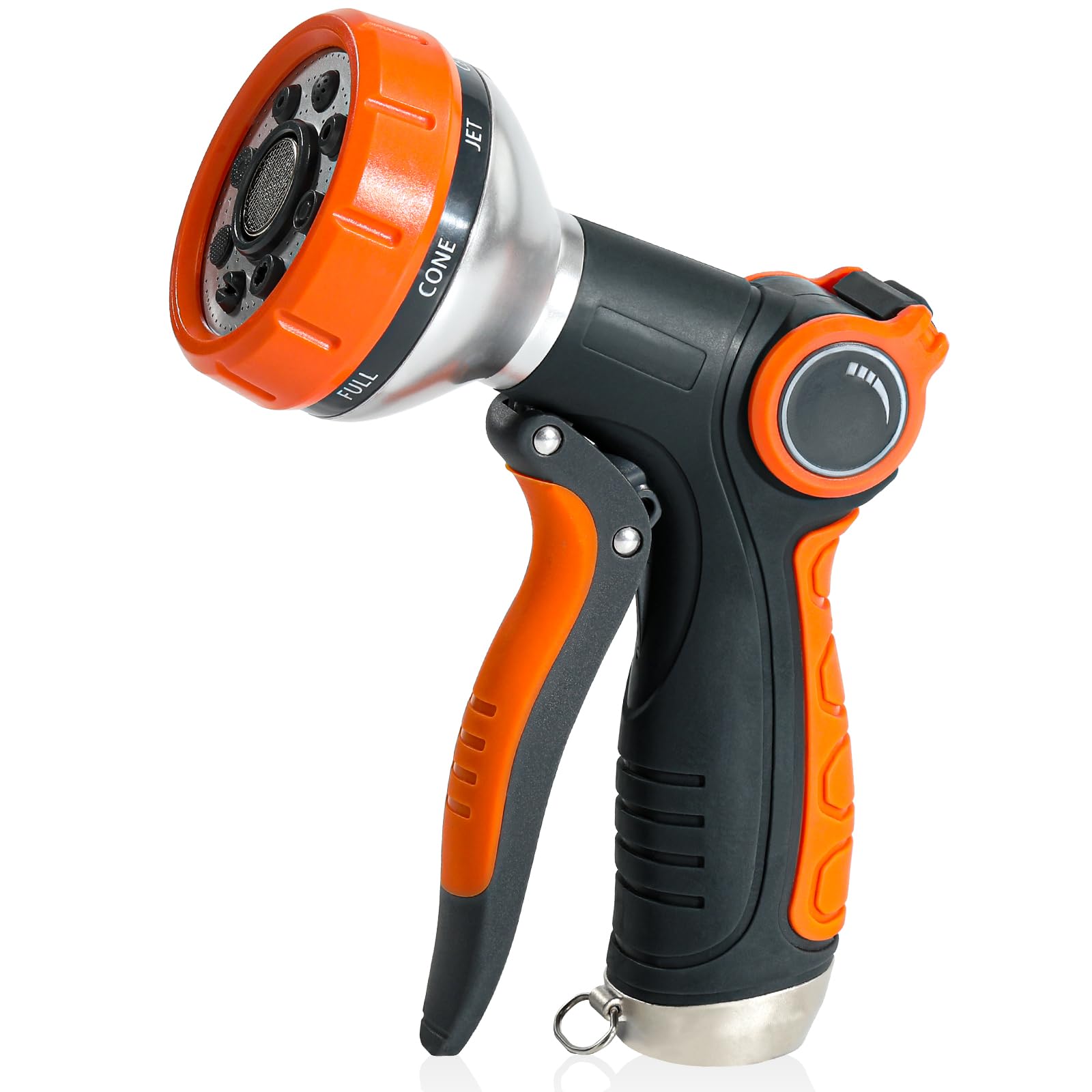 Water Hose Nozzle Heavy Duty with 8 Spray Patterns, Water Hose Sprayer Nozzle with Water Flow Thumb Control, Labor-saving Buckle & Front Trigger, for Watering Plants, Washing Cars & Pets