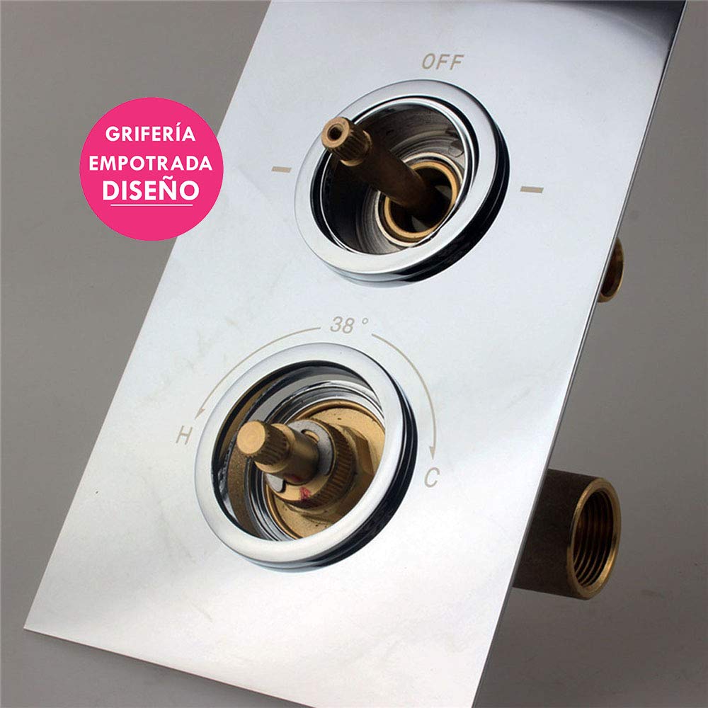 Kibath Thermostat Duscharmatur – Einbau Für Deckenbrause & Handbrause, Quadratisches Design In Chrom, Mit Antikalk-System