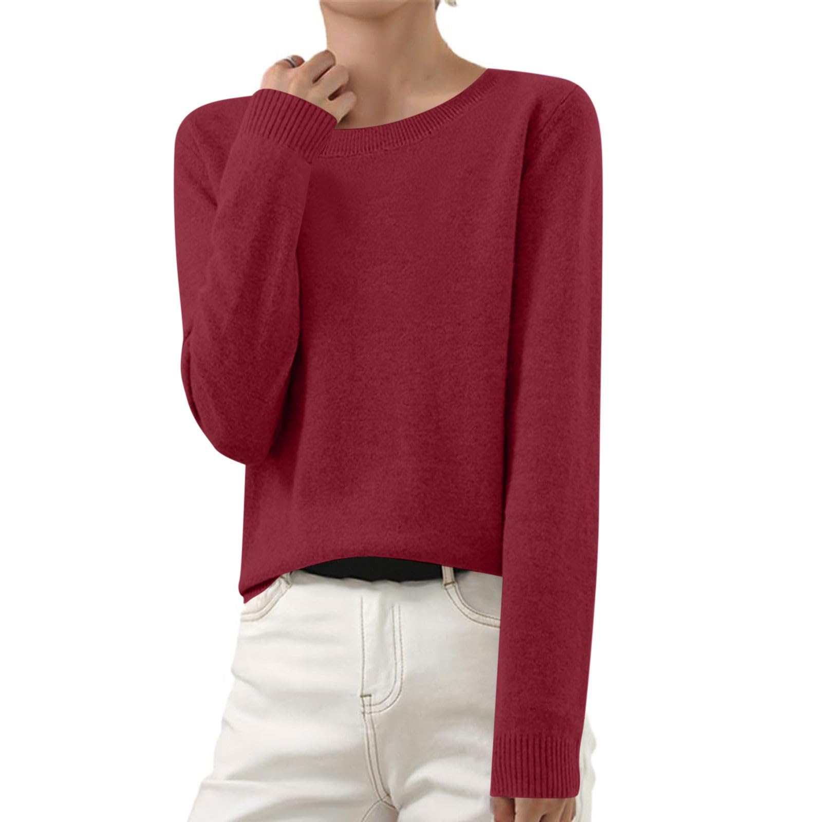 Sweaters for Women Trendy Soft Lightweight Cashmere Sweater Fall Winter Casual Long Sleeve Crewneck Pullover Tops