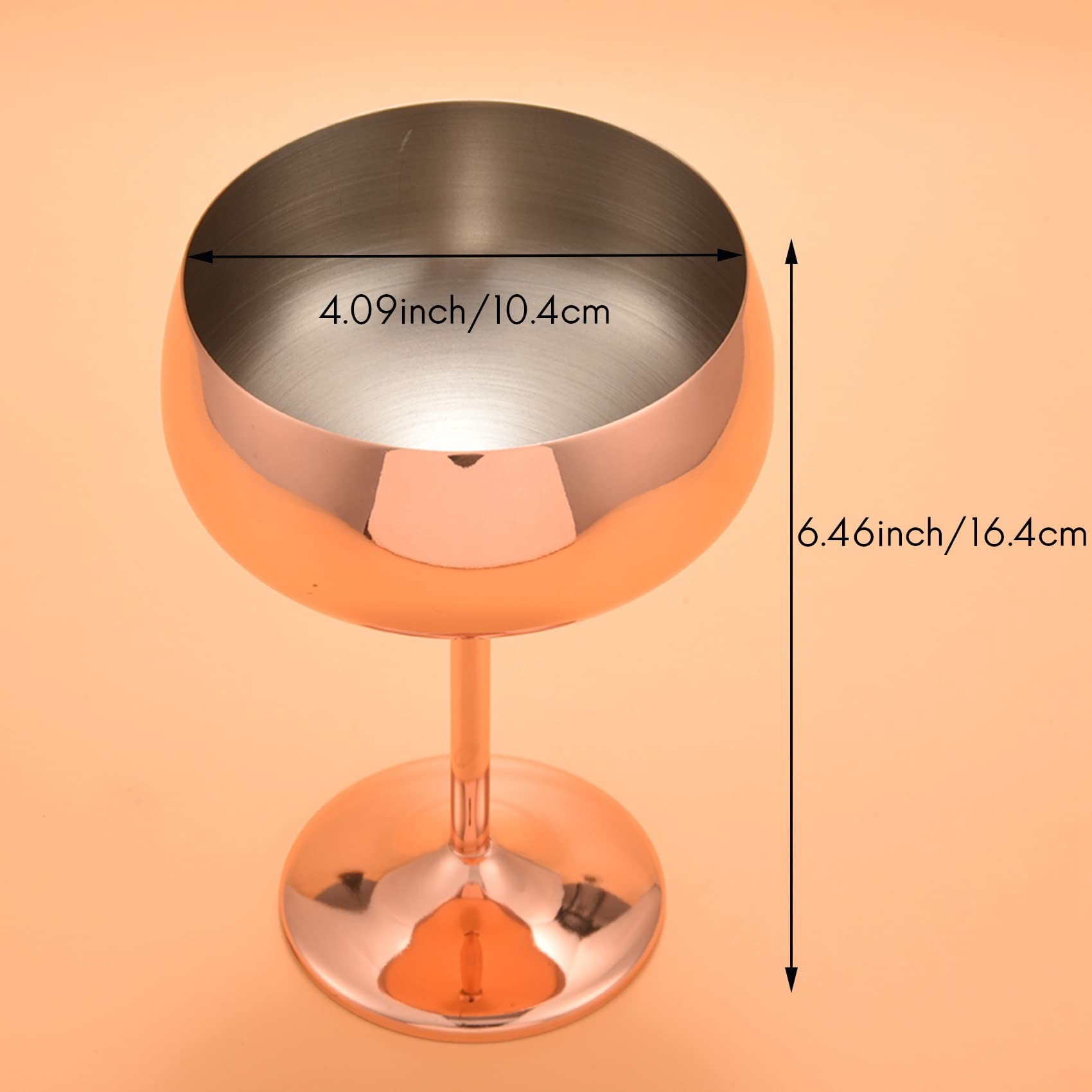 Folceretsc Copper Coupe Champagne Glasses Set of 2 Stainless Steel Vintage Cocktail Glass Wine Goblet, Gold - Image 3