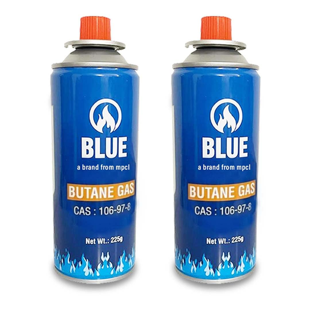 Mickko Butane Gas Canister 225g (Pack of 2) – Resealable Portable Fuel Cartridge for Camping Stove, Gas Torch, Lighter, BBQ, Outdoor Cooking & Welding Tools