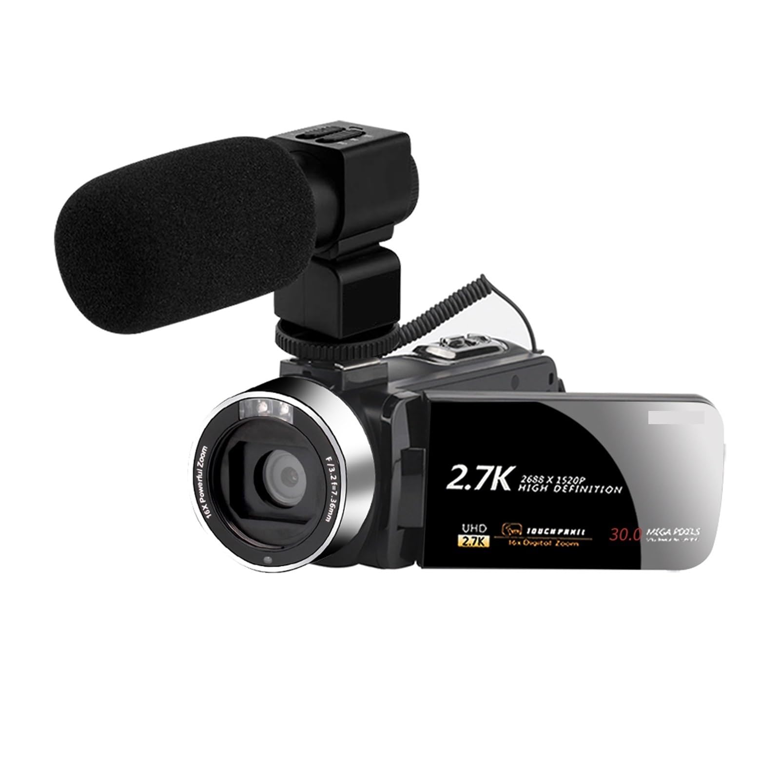 Caméscope Vlog 2.7K avec zoom 16X et écran rotatif tactile pour la vidéo