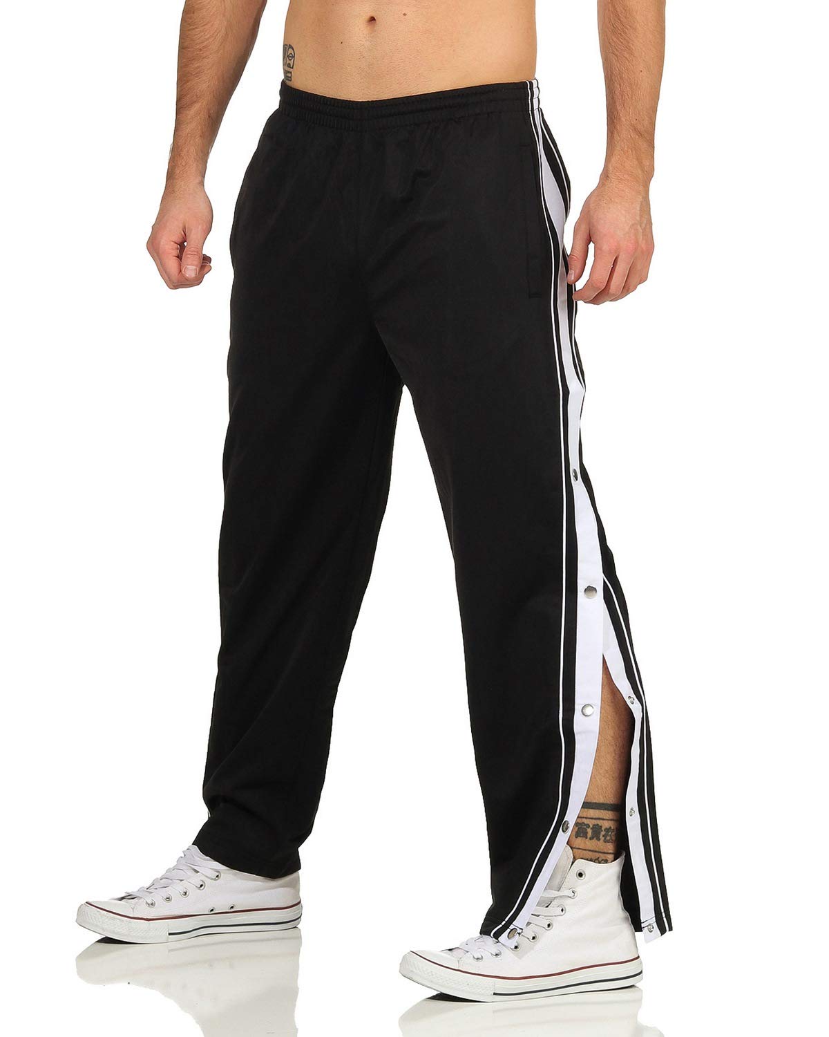 Pantaloni sportivi da uomo con bottoni laterali, per il tempo libero e lo jogging
