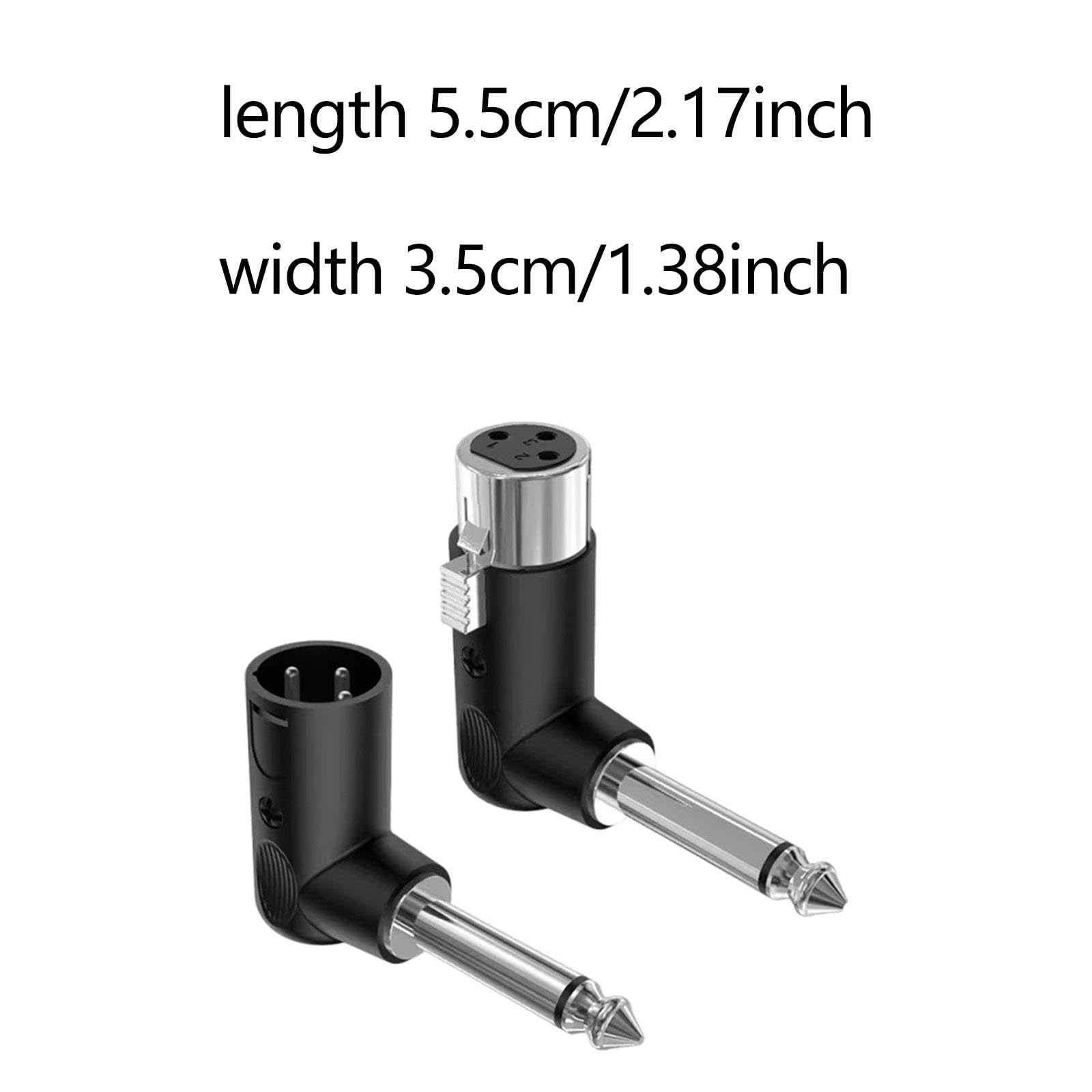 Adaptateur Coudé Robuste XLR Femelle Mâle 3 Broches Jack 6,35 Mm, Connecteurs en Métal pour Guitare, Table de Mixage et Équipements Studio, Conception Robust et Compact