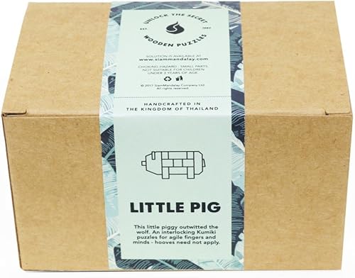 Miniatura 4 de Little Pig rompecabezas de madera 3D de madera Kumiki rompecabezas de madera entrelazado mecánico STEM juguete hecho a mano único escritorio de