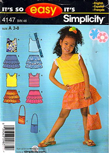 Patron couture sac jupe haut enfant Simplicity 4147 pour vêtements sur mesure 3-8 ans