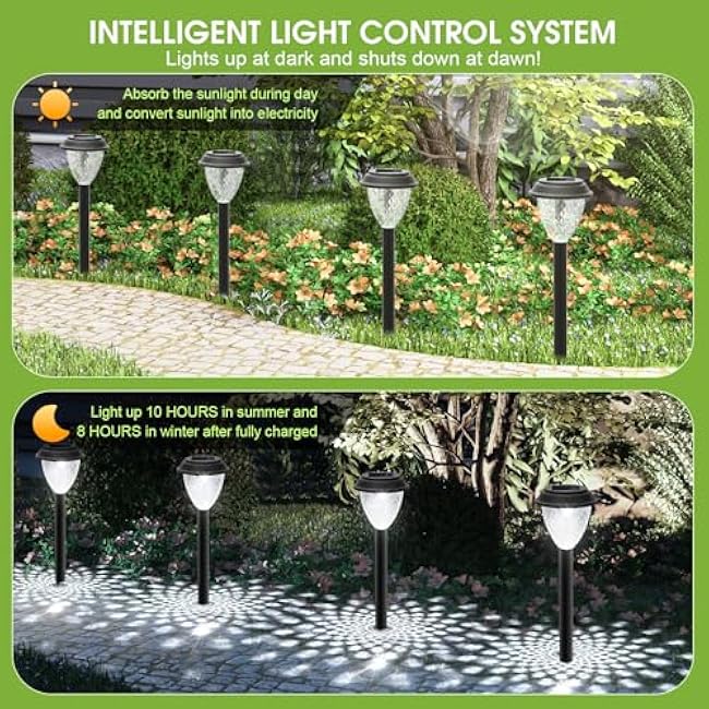 GOODFOEVER Solar Pathway Lights Outdoor, 16 Pack Solar Lights Outdoor Waterproof for Outside, Garden Decor for Yard, Patio, Landscape, Planter, Walkway, Driveway