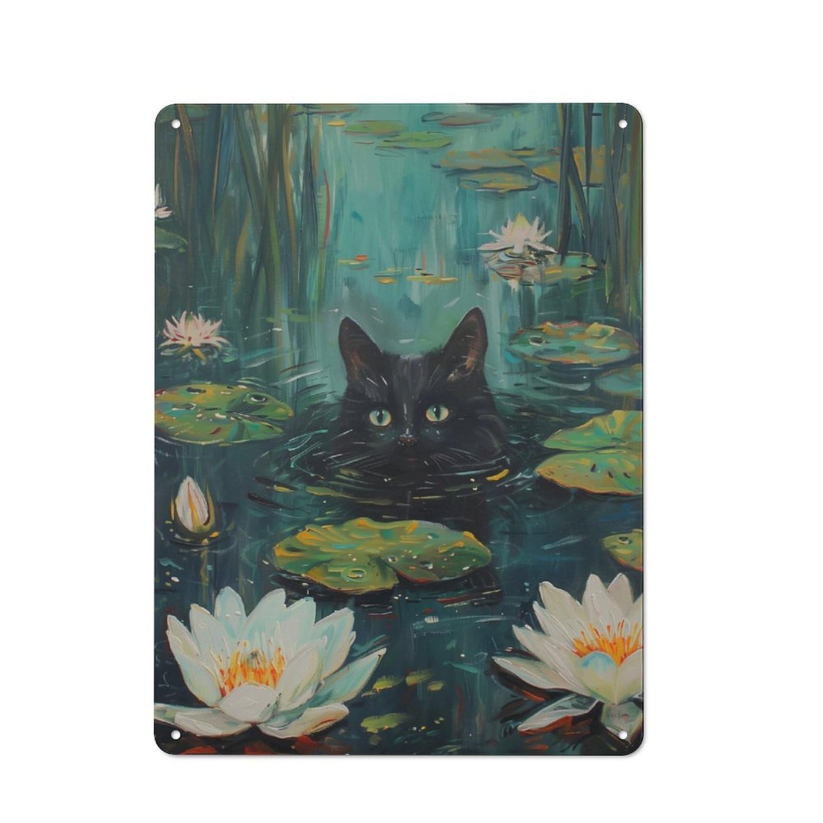 Junmoney Cat Hiding Underwater For Hobby Room Or Studio, Retro-Style Tin Sign 40X30cm, For Room Styling Across Hobby Rooms And Studios