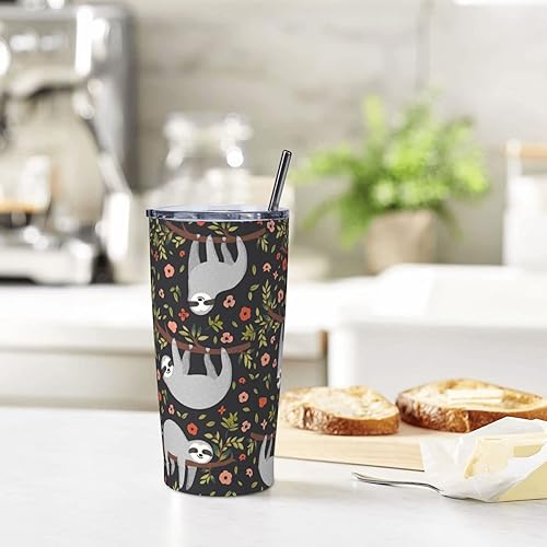 Miniatura 6 de RyomaZC Vaso aislado de acero inoxidable de 20 onzas con tapa popote y cepillo para pajita para café automóvil hogar oficina viajes fiesta