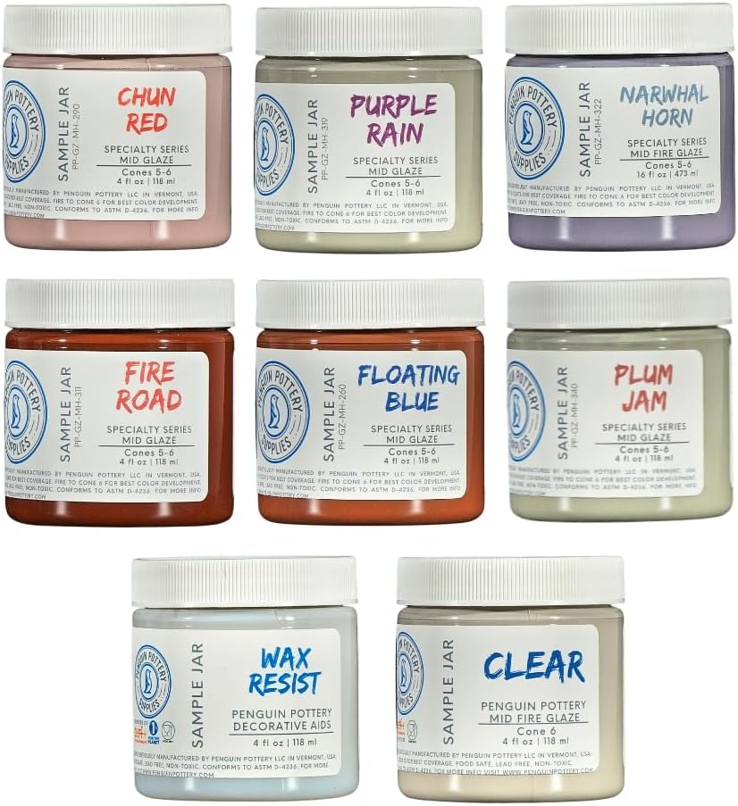 Penguin Pottery - Specialty Series Variety Set #2 - Mid Fire Cones 5 & 6 - Includes 8 4oz Jars