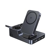 Baseus Nomos 67W Multipresa USB-C con Presa e Ricarica Wireless Qi2, Caricatore PD Portatile per iPhone 16, 15, MacBook, iPad, Galaxy, Casa, Ufficio, Viaggio