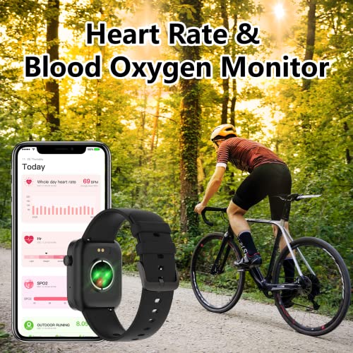 Smart Watch, 1.8'' Fitness Watch With Text And Call, Activity Tracker Smartwatch With Heart Rate, Blood Oxygen, And Sleep Monitor, Ip68 Waterproof, For Women And Men Iphone Android Phones Compatible #TOP2