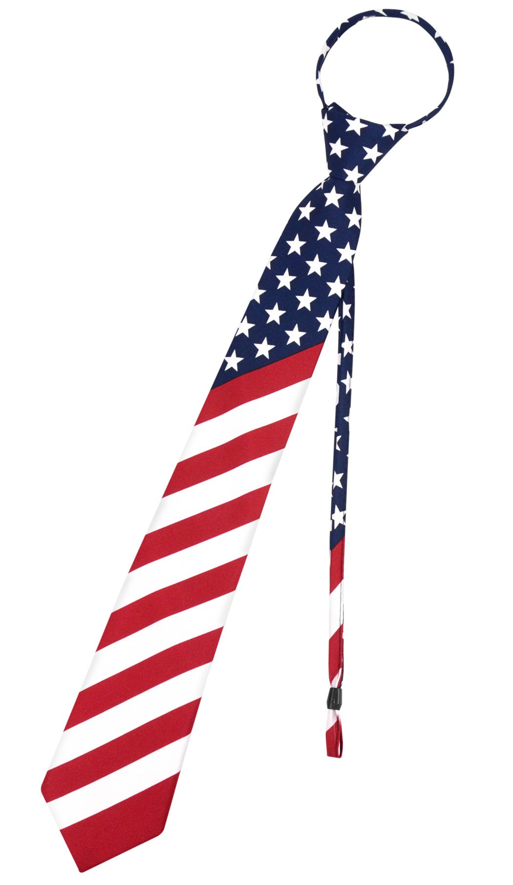 Vesuvio Napoli Mens Necktie AMERICAN FLAG Red White Blue PreTied Zipper Neck Tie