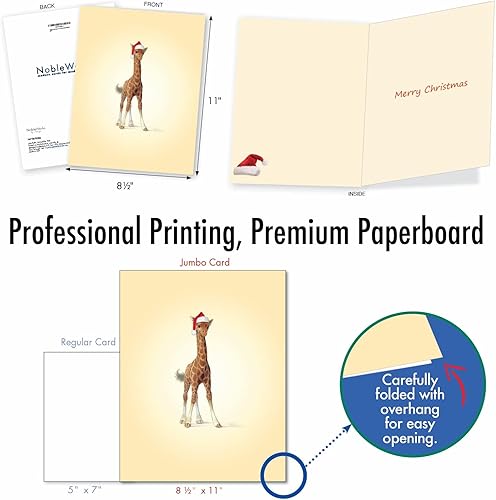 Vista 4 de The Best Card Company - Tarjeta de Navidad de animales grandes para niños (8.5 x 11 pulgadas) - Adorable tarjeta de notas de vacaciones grupales