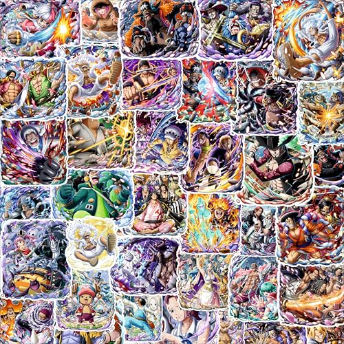 Image of AnimeVerse Pack of 57 One Anime Stickers for Laptop, Phone, Guitar, Bike, PC, | Waterproof Glossy Vinyl Decals | Residue-Free Anime Stickers Collection