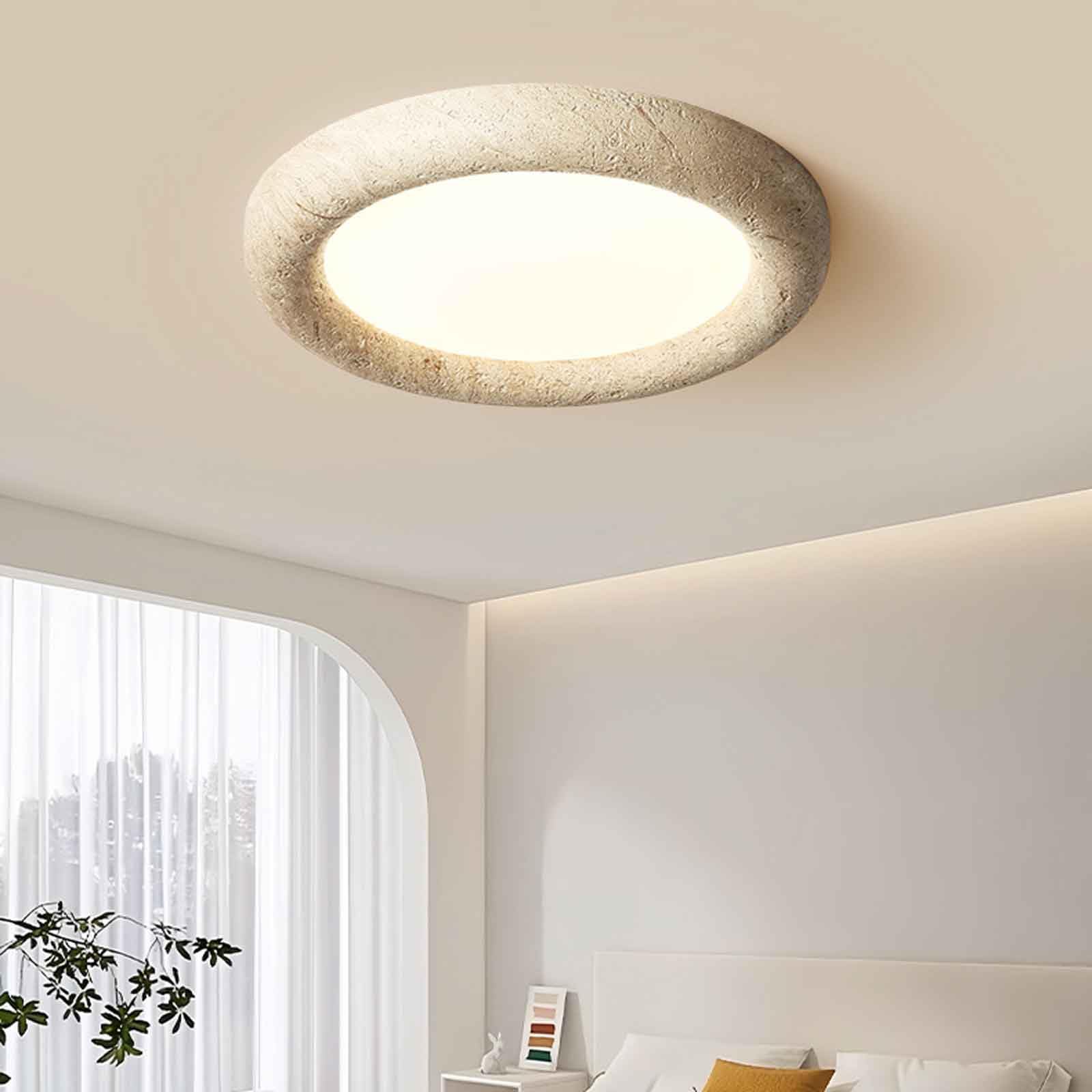 Plafoniera retrò giapponese Soggiorno Lampada da soffitto rotonda a LED da incasso Plafoniera in pietra naturale in marmo Lampada da soffitto in fattoria per camera da letto Cucina Sala da pranz