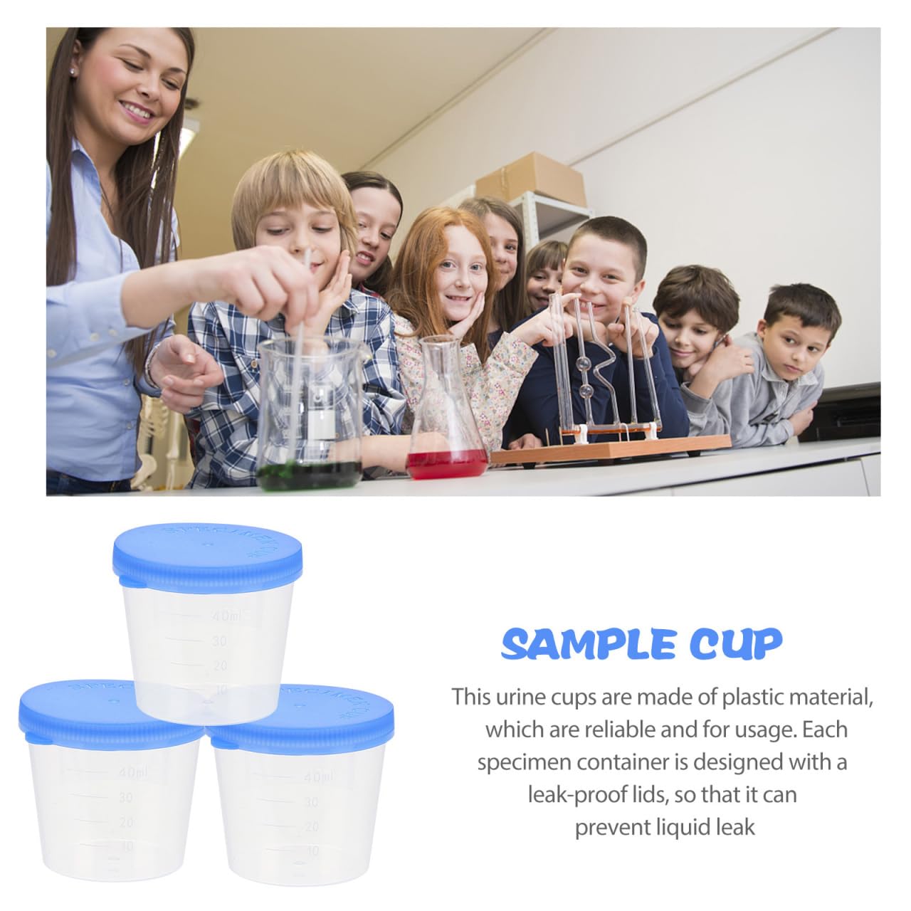 50 Pcs taza de muestra copas de recogida de orina vaso graduado con tapa recipientes para muestras de orina con tapas taza de laboratorio Desechable taza de orina taza graduada