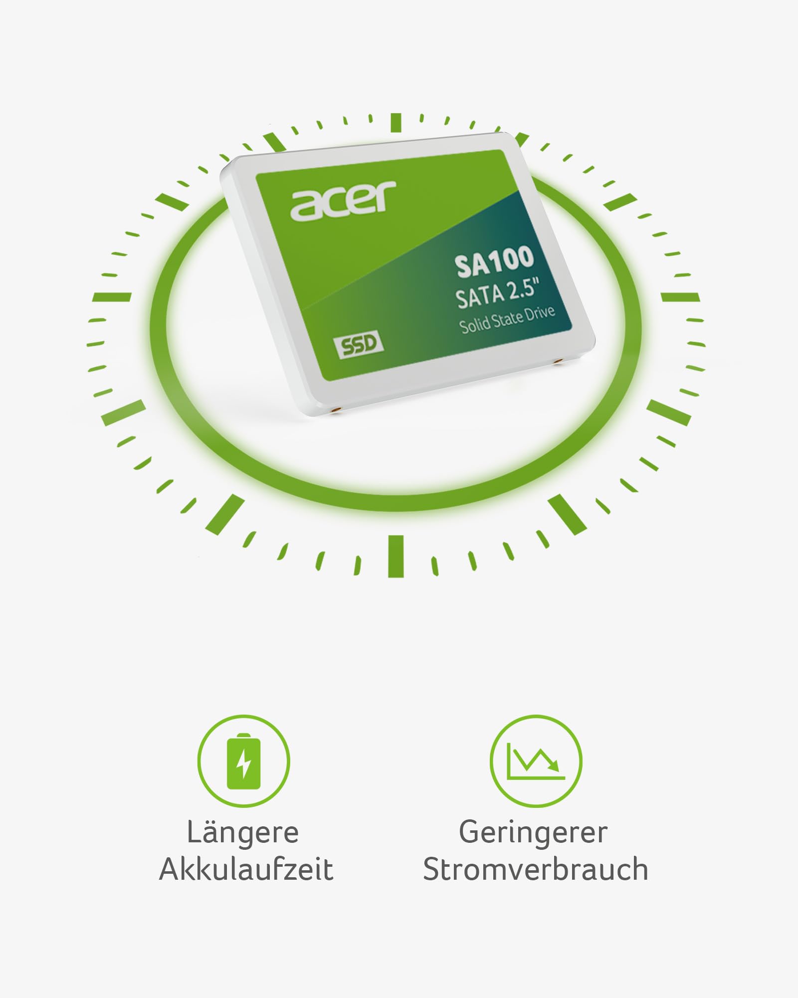 Acer SA100 960GB SATA 6Gb/s 2,5 Zoll SSD – bis zu 560 MB/s Lesen & 500 MB/s Schreiben, interne Festplatte für Laptop PC - stoßfest & leise, ideal als System-Upgrade