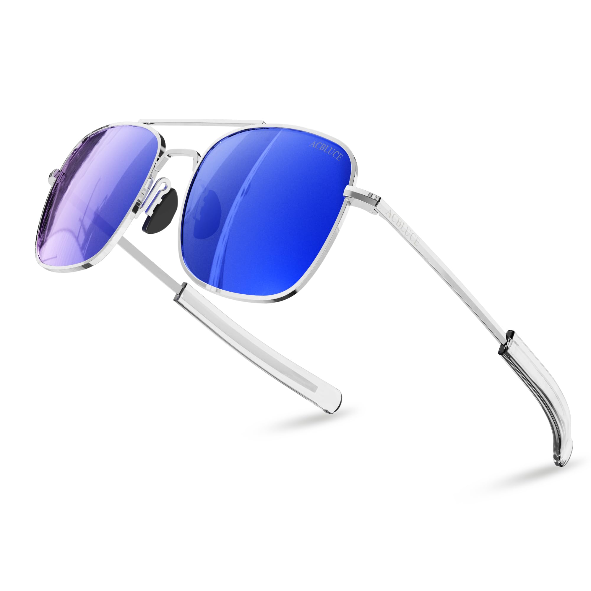 Mens Aviator Sunglasses 53mm TAC Polarized Lense Pilot Military Style Metal Frame with Bayonet Temples