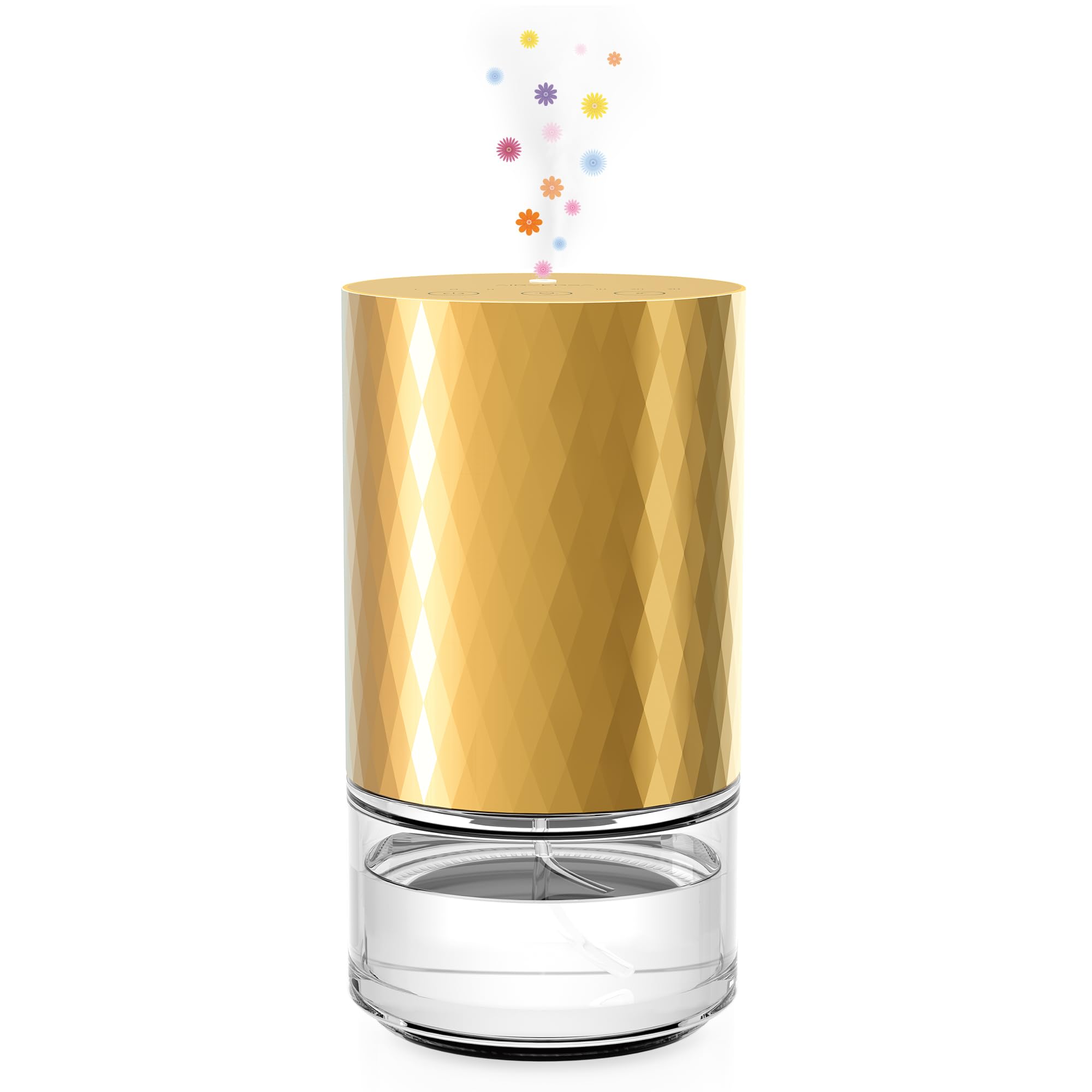 Airversa Waterless Diffuser Essential Oil 100ml Capacity Scent Air Machine for Home Aromatherapy Nebulizer Premium Metal Battery Operated with 3 Mist Settings Timers Color Light AN3 Gold