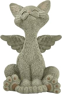 JFSM INC. Bereavement Memorial Grey Cat Angel Figurine with Angel Wings Cat Loss Sympathy Gift - Happy Cat Collection - Cat Bereavement Gifts, Cat Memorial, Cat Loss Gifts, Cat Lover Gifts