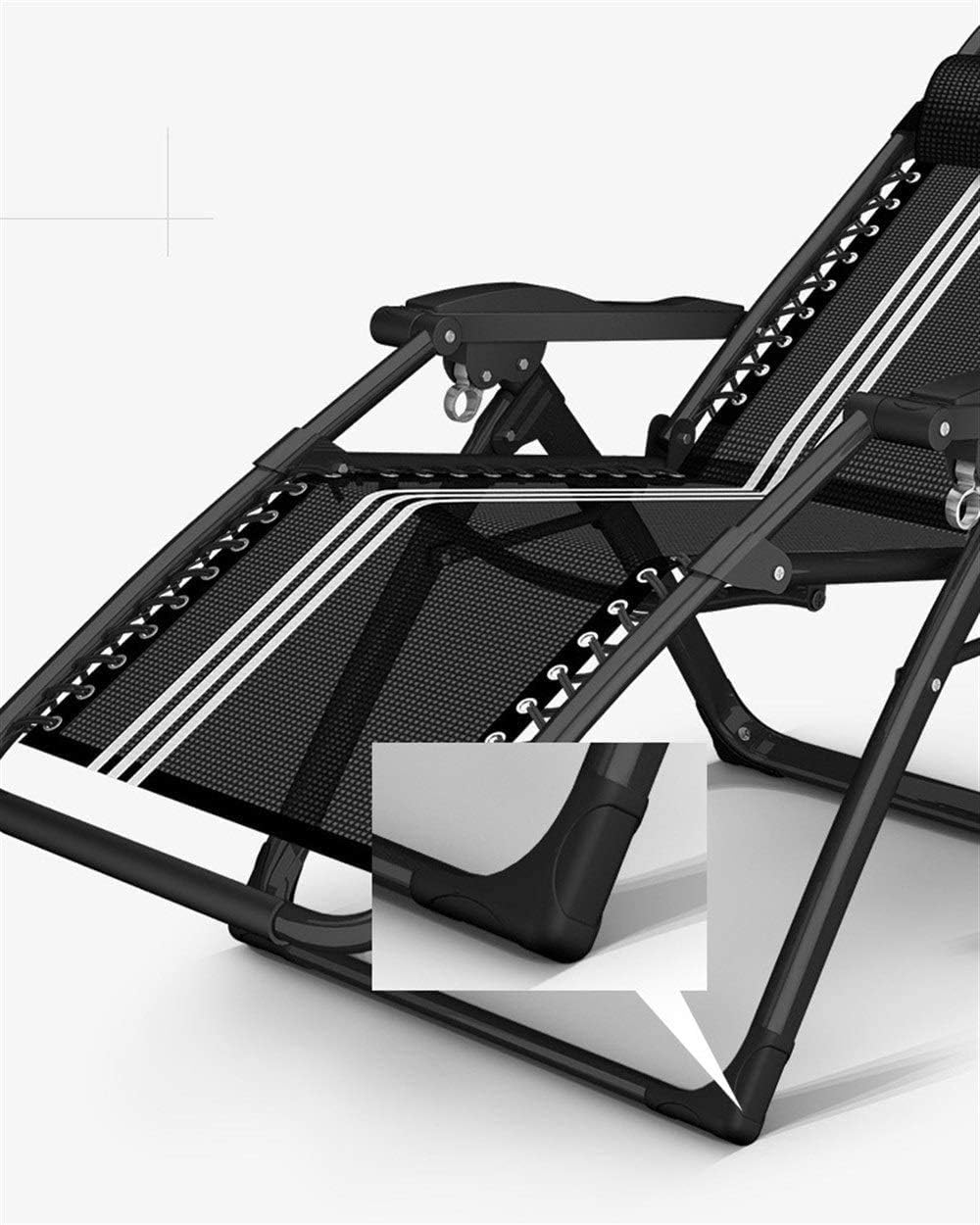 Sun Lounger Patio Chairs Reclining for Heavy People Outdoor Beach Lawn Camping Portable Chair Widening Foldable Deck Chair with Neck Pillow Support 200kg (Color, with Black Pad),with Black Pad