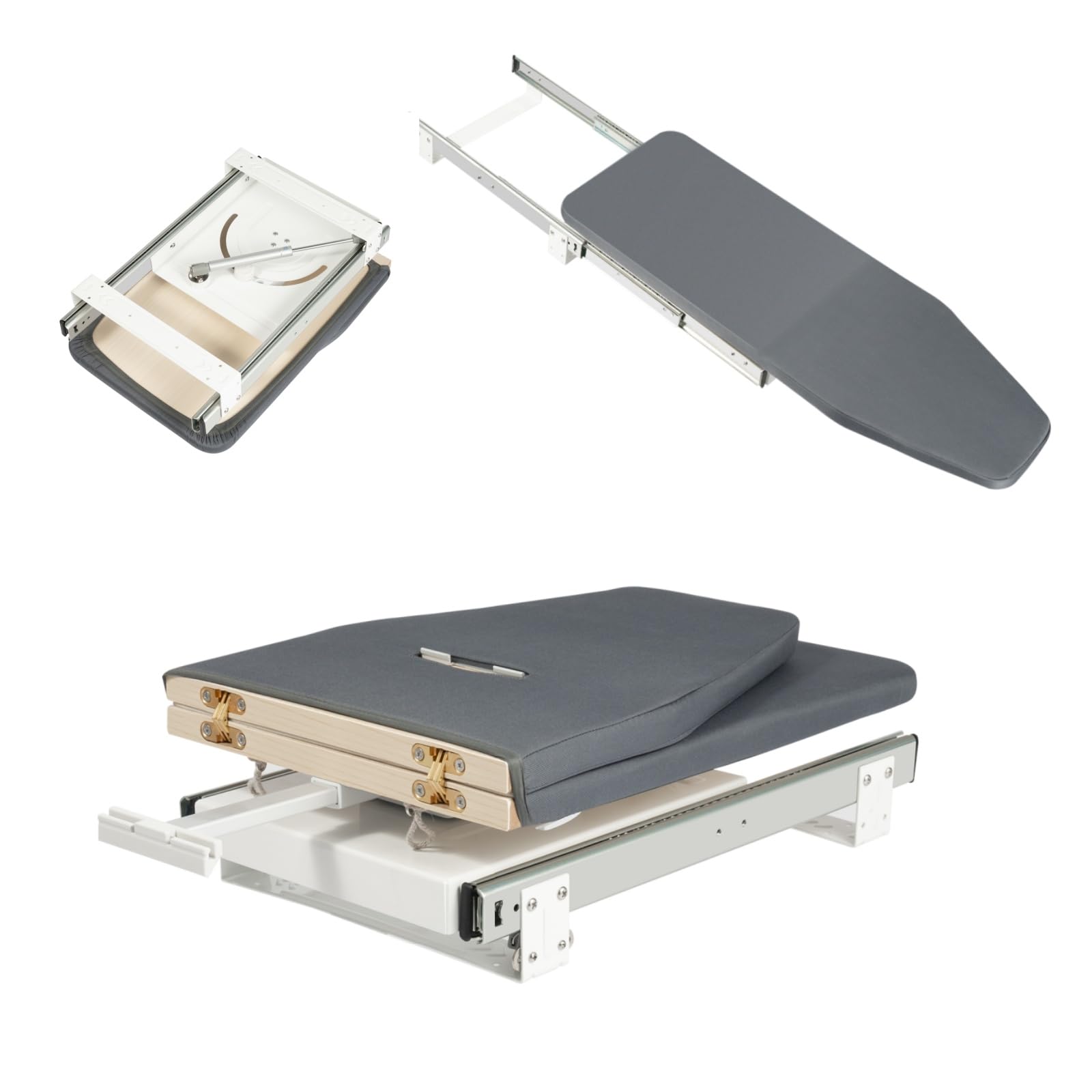 Tavola da stiro allungabile a 180° | Ironing Board tavolo pieghevole | Tavola da stiro salvaspazio | per cassetto, armadio, salvaspazio | Copertura in tessuto rimovibile grigio
