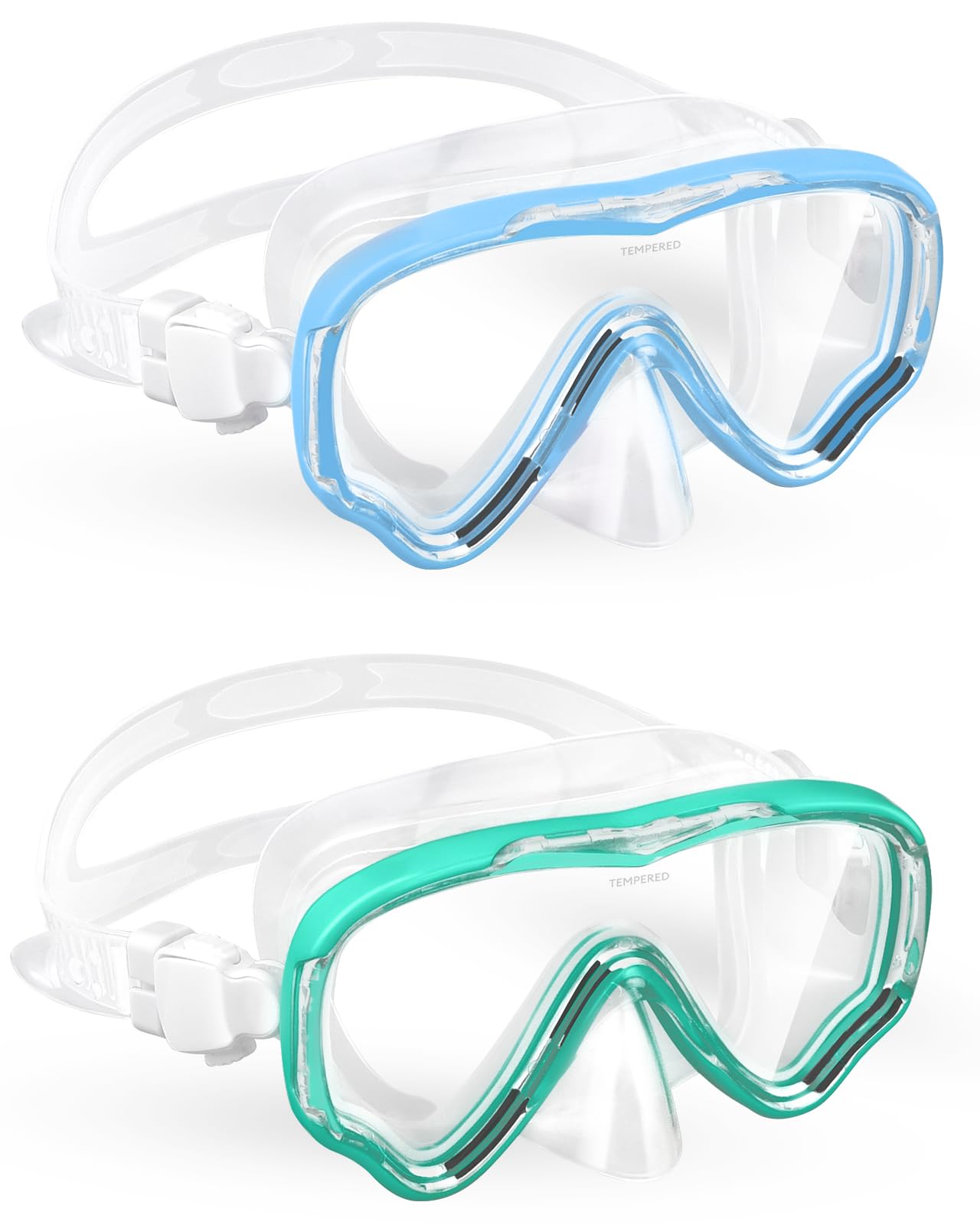 FIMOSON2 Packs Kids Goggles with Nose Cover, Snorkel Diving Mask 180° HD View Anti Fog Lens for Kids Swim Goggles 3-14