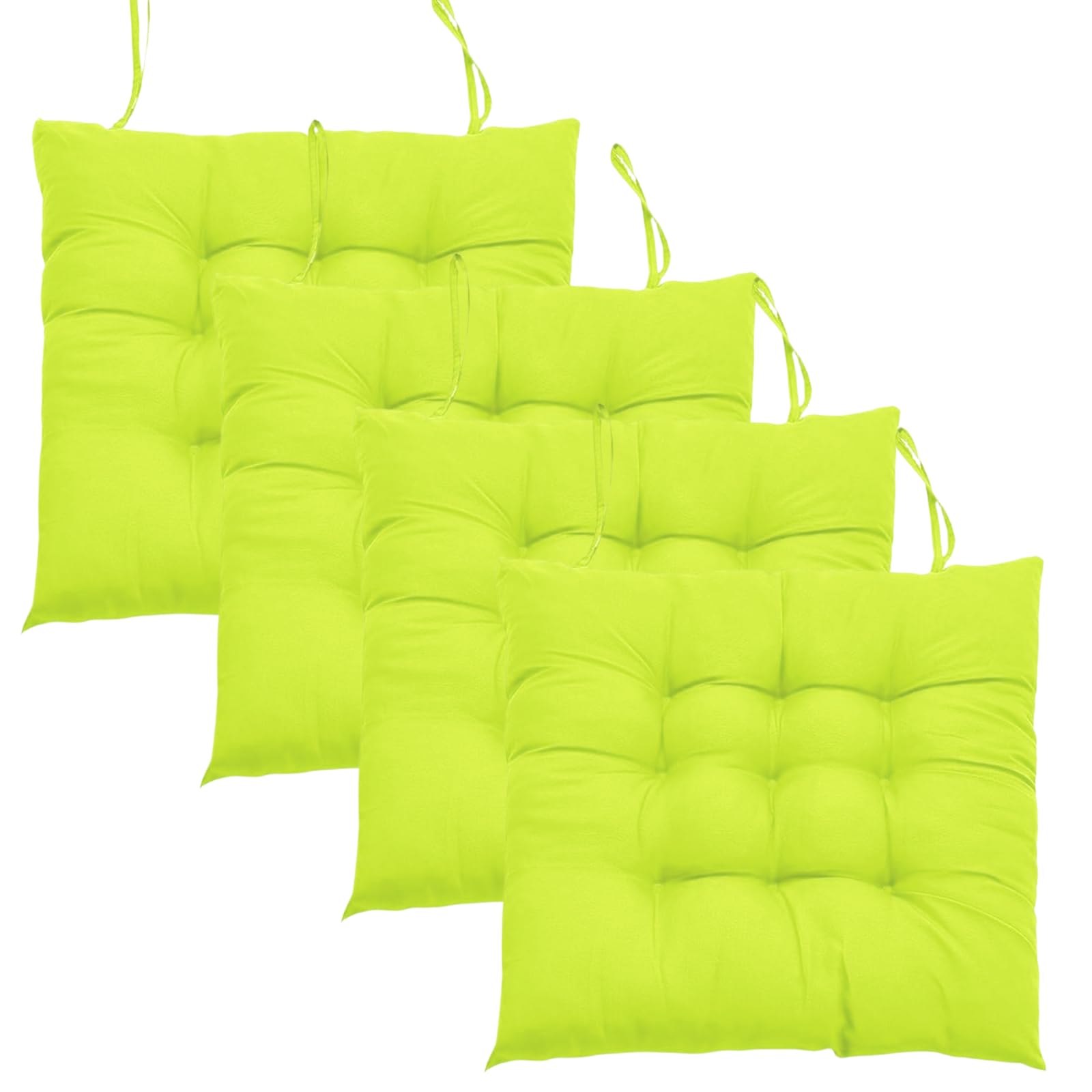 M.J COMFY-LIFE 4Pcs Seat Cushions for Dining Chairs 40x40cm – Non-Slip Washable Chair Pads with Ties – Soft Polyester & Pearl Cotton Filling for Kitchen, Office, Garden (8pcs Green) — image 1