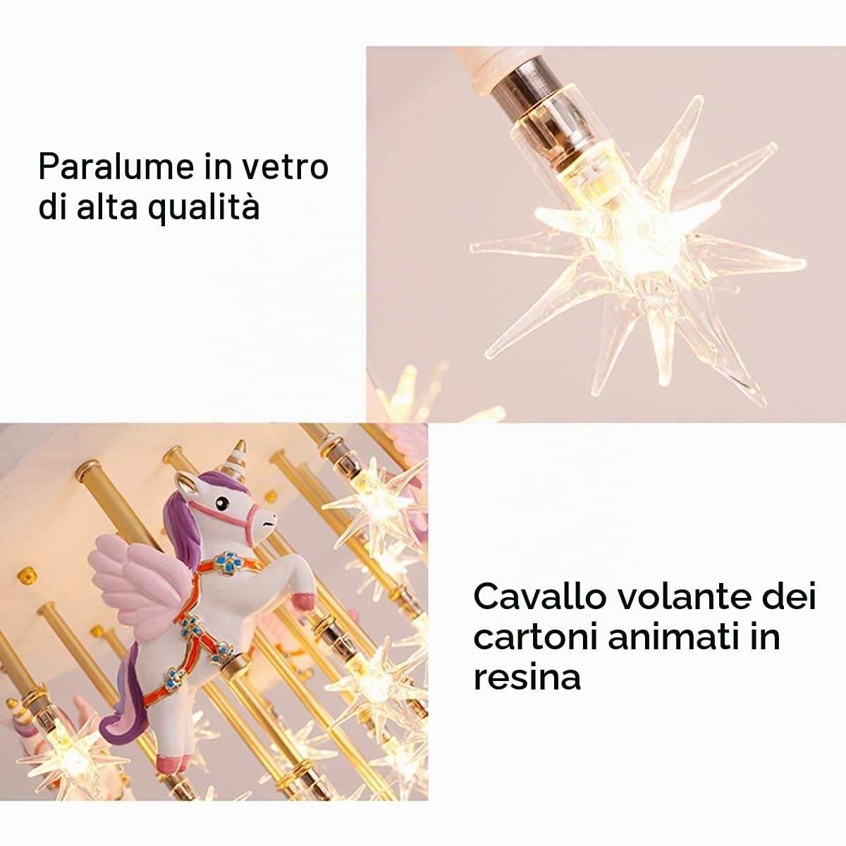 Plafoniera a LED,Lampada da soffitto della scuola materna Cartone animato Unicorno Creativo Camera dei bambini Lampadari Dimmerabile Decor Illuminazione Proteggi occhi Luci Ragazza moderna S