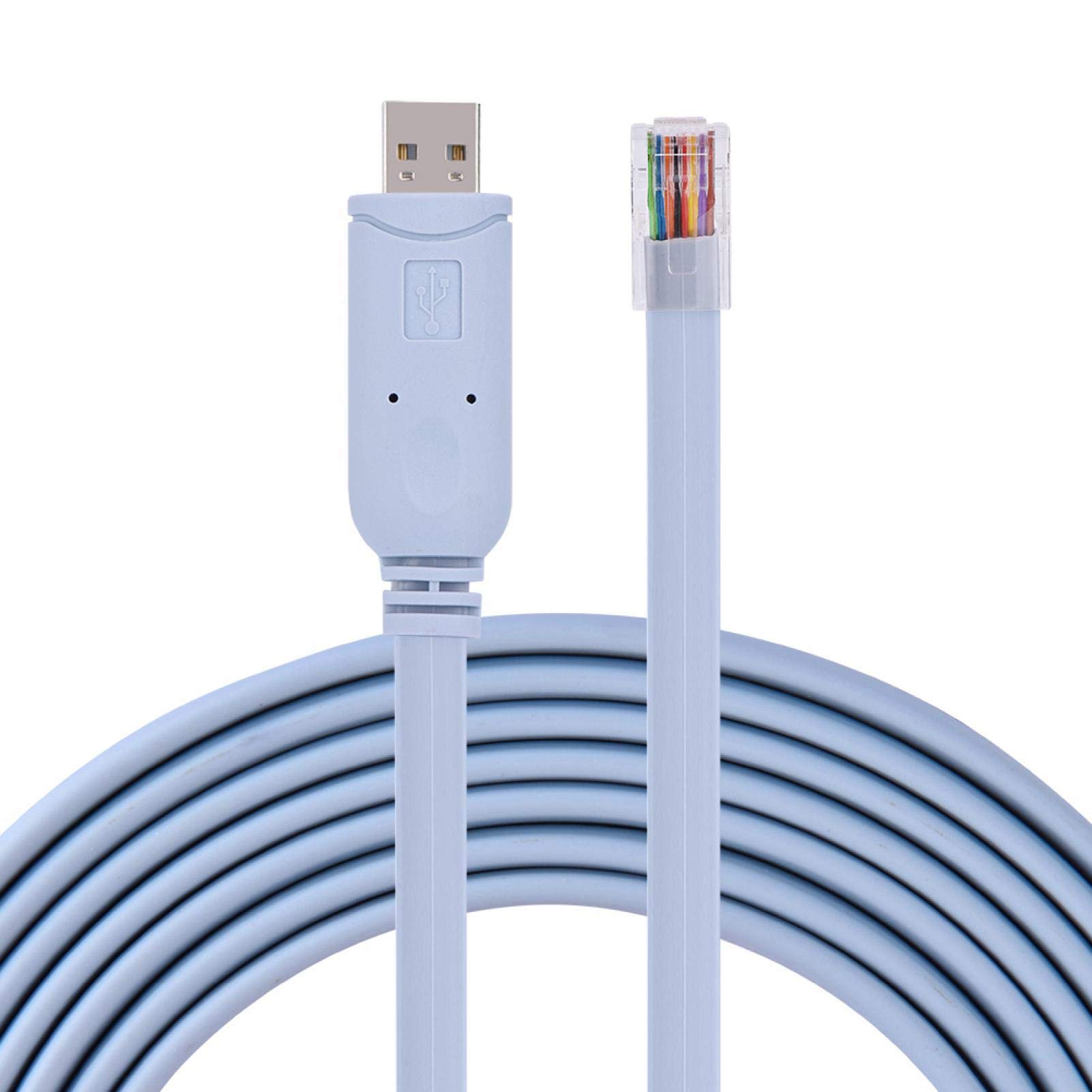 Dilwe Cavo USB 2.0 maschio a RJ45 maschio per router cavo piatto per console seriale CAT5 da 1,8 m, per desktop/laptop e router/switch, cavo USB senza adattatori