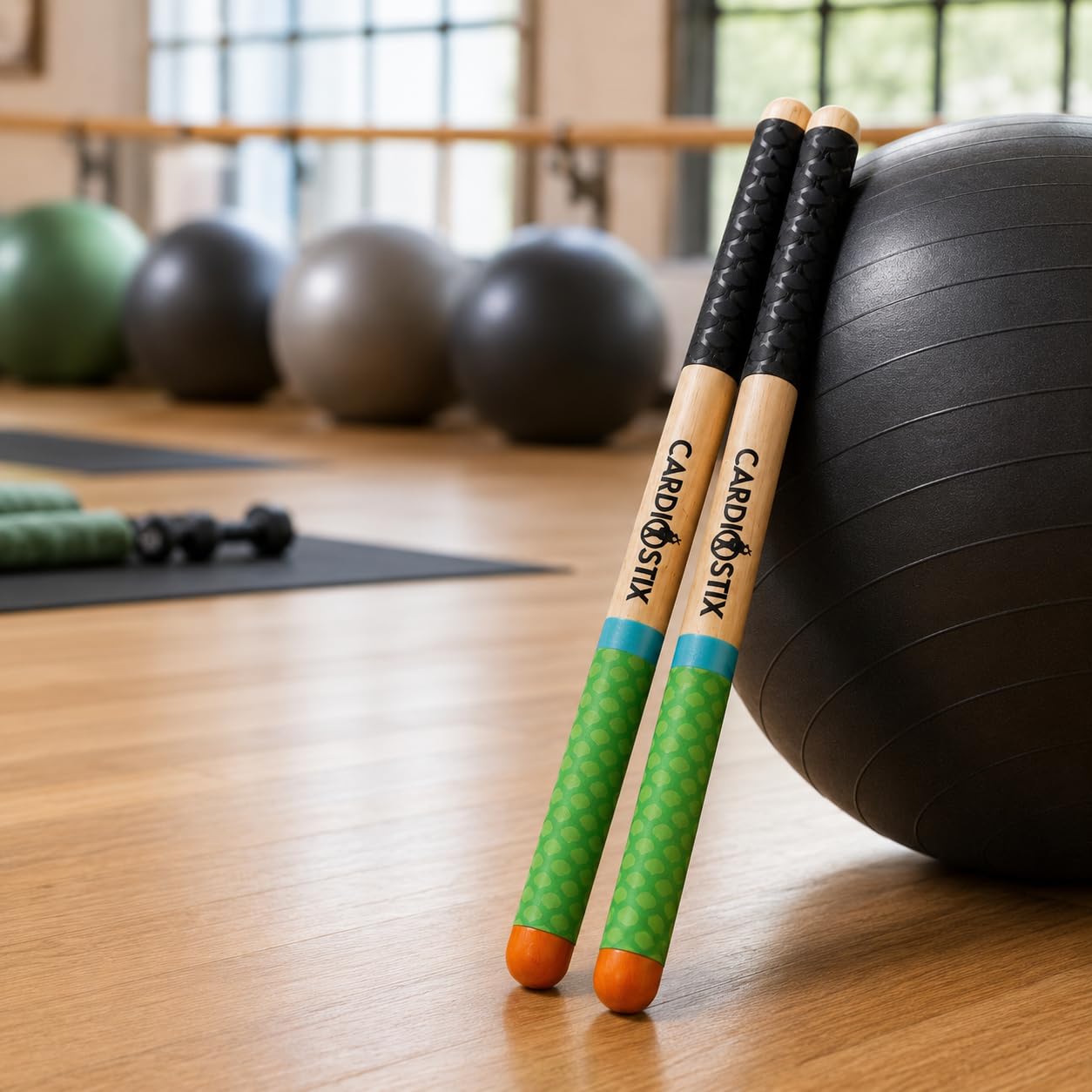 Cardiostix Cardio-Trommelsticks pro Set, 240 g (nur 1 Paar Stäbchen), gewichteter Doppelgriff, hochwertiges amerikanisches Hickory-Holz, Drumming, Fitness, Aerobic-Klasse (Rainbow #3)