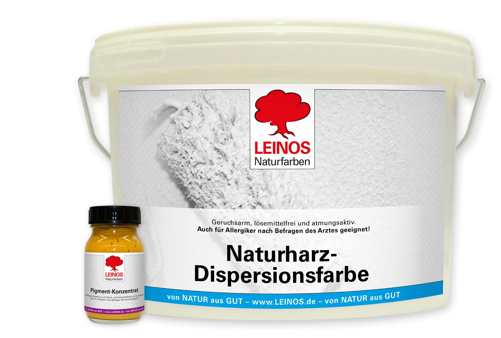 LEINOS Set de pintura para paredes (2,5 l, resina natural de emulsión 660 + 75 ml, pigmento concentrado 668.327), color naranja