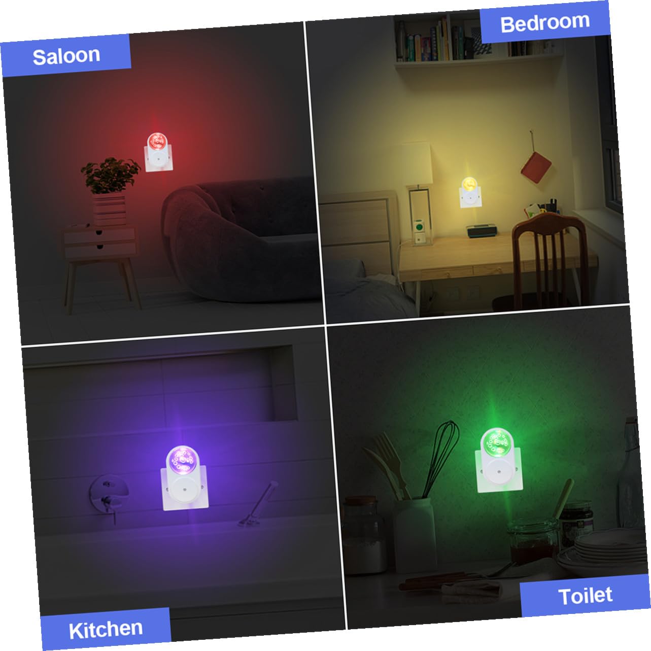 Uonlytech Luces Nocturnas Enchufables LED Sensor Crepuscular, Modo Rgb y Luz Cálida, Doble Pack, Luz Automática para Pasillos y Dormitorio, Voltaje Ac220, Lámparas de Pared Compactas Hogar