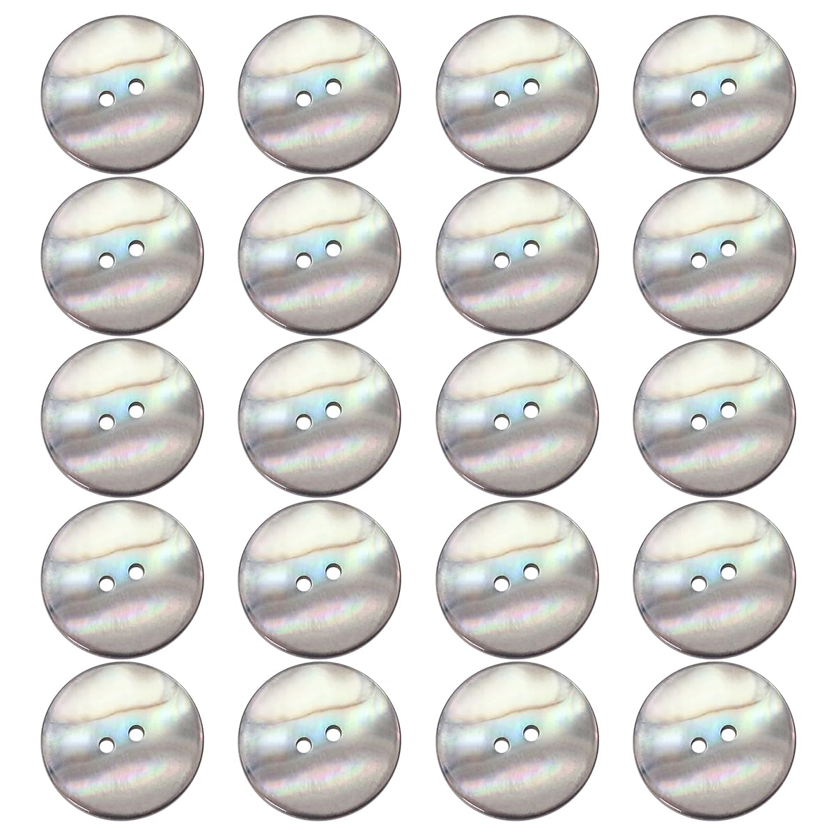 Boutons en nacre naturelle 25 mm ronds à dos plat à 2 trous pour couture