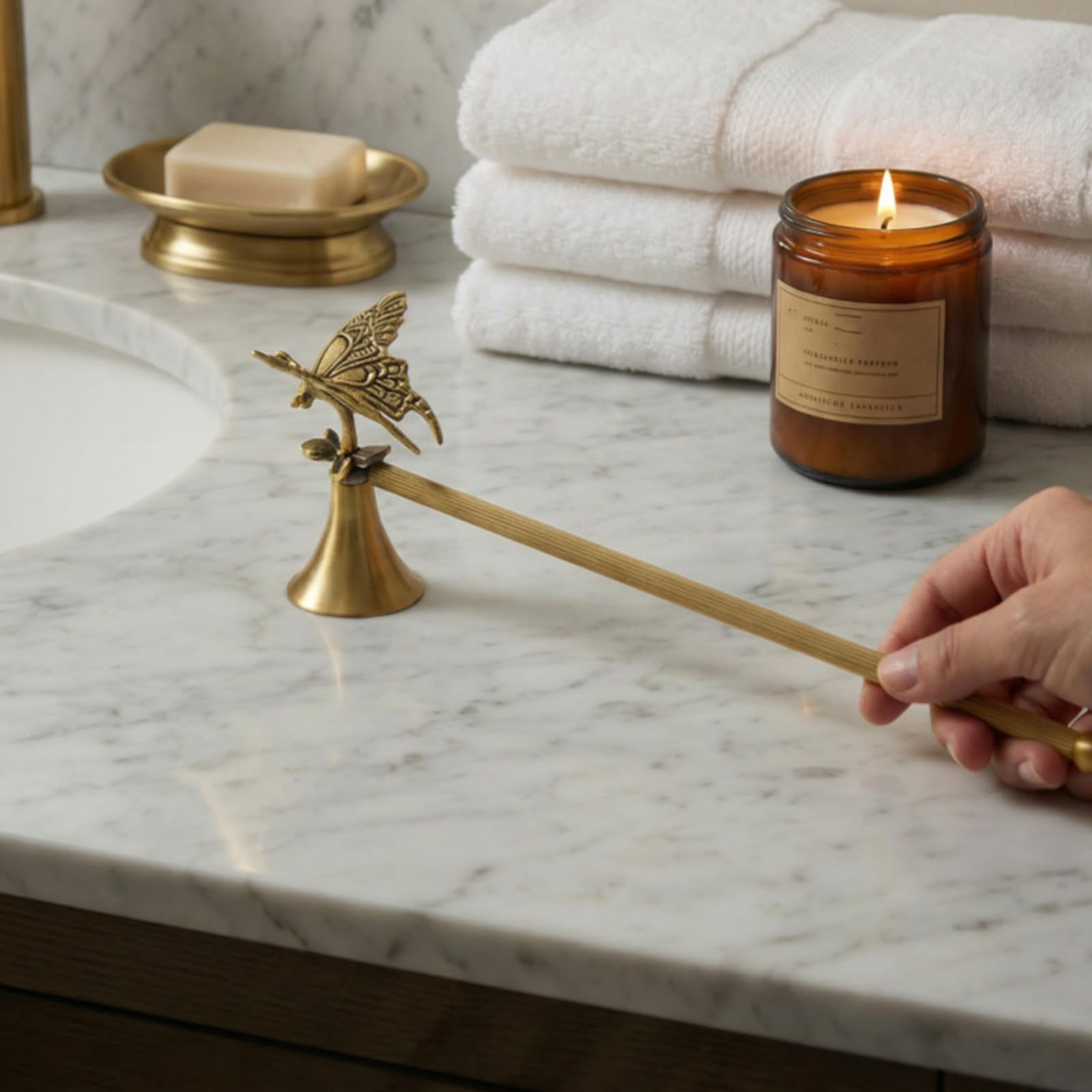 Spegnitoio a campane con manico per candele e stoppini per spegnere stoppini fiamma in modo sicuro Candlesnuffers Wicks Snuffer