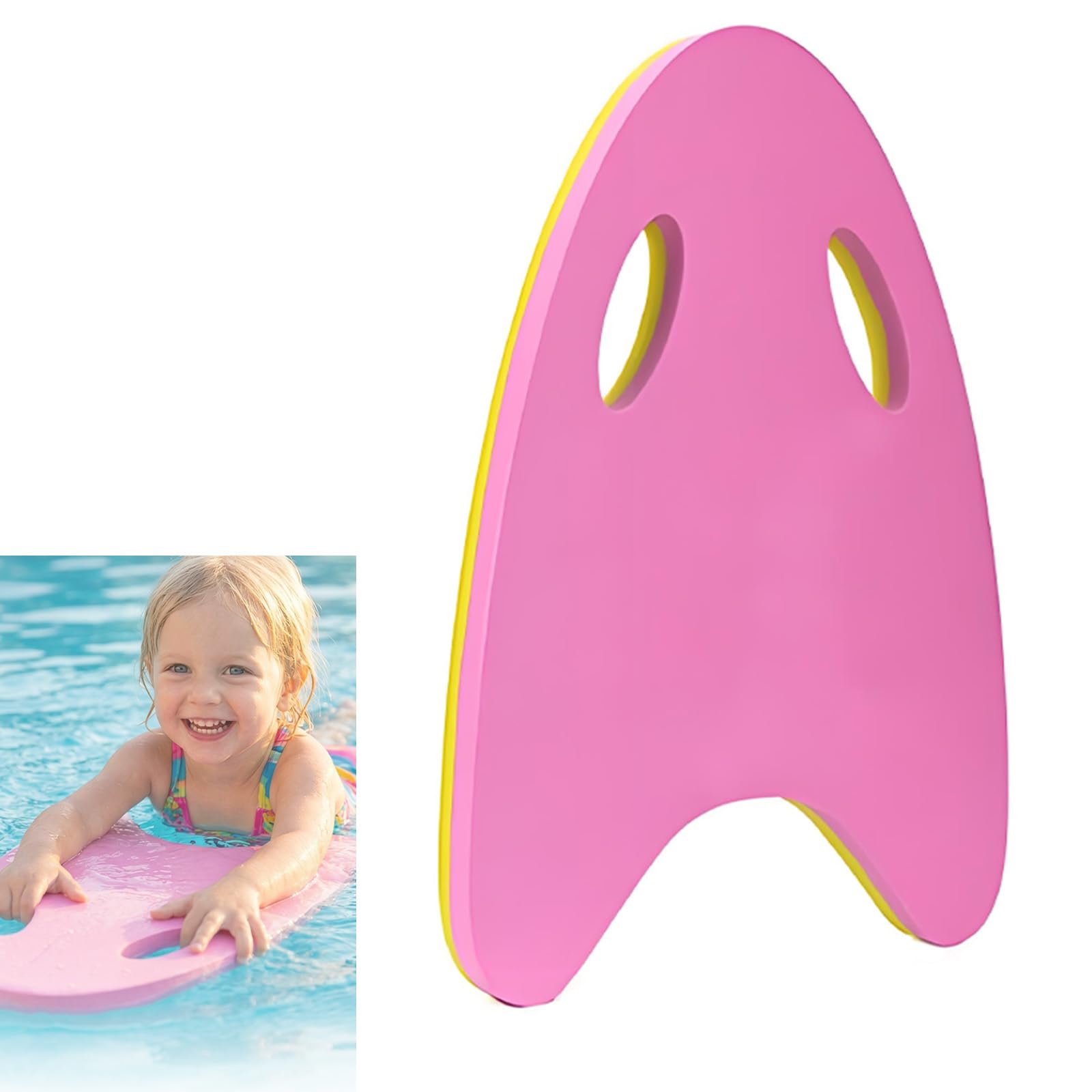 Swimming Kickboard,Swimming Kickboard for Kids & Adults,EVA Foam Swim Training Aid with Secure Hand Holes,Anti-Slip,Buoyant Kick Float for Beginners Swim Kick Board (A-pink)