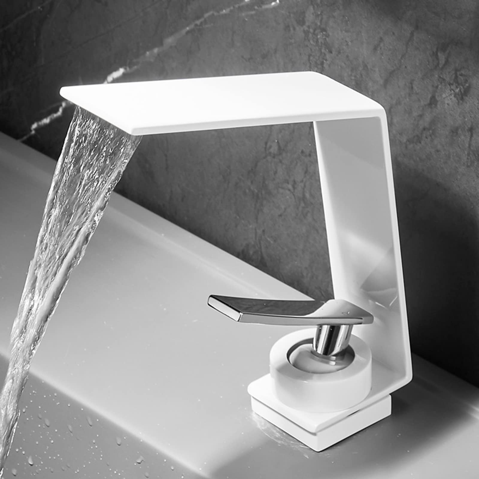Mitigeur lavabo cascade en laiton blanc la douceur de l eau pure - 3