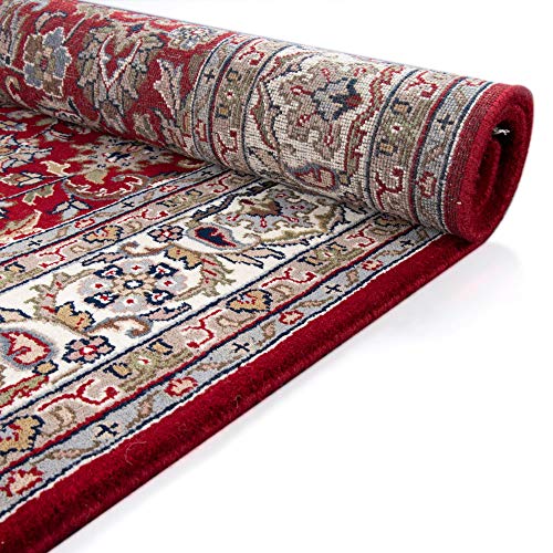 THEKO | Traditioneller Orientteppich aus 100% Schurwolle Perserteppich mit Isfahan Muster | handgeknüpft | Rot | 40x60cm – Bild 7