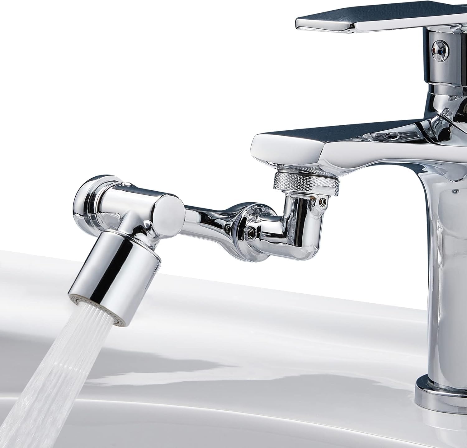 Orbica 1080° Rotating Faucet Aerator Universal Splash Filter 1080 Degree Big Angle Swivel Faucet Extender Aerator Kitchen Tap Extend Bathroom Sink Gargle Face Wash Faucets Bubbler (1 Pcs)