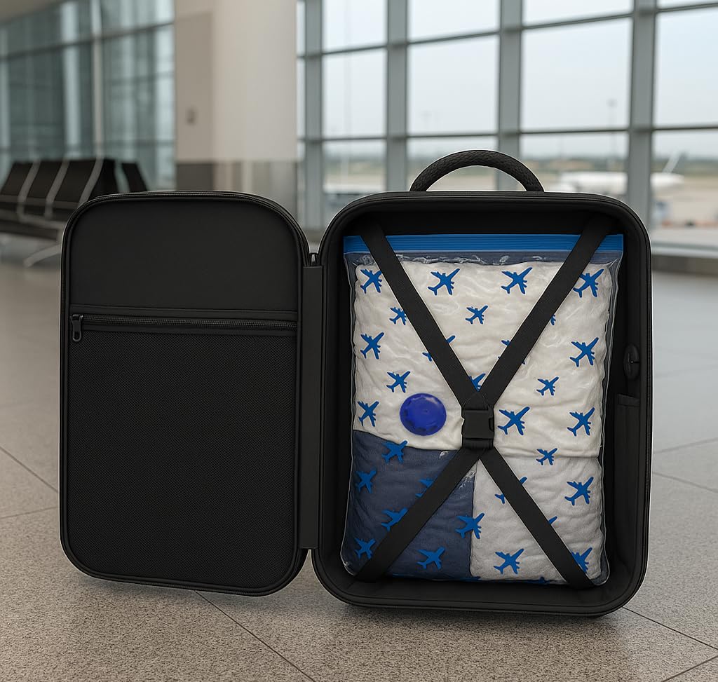Lavatelli - Set 2 Sacchetti Sottovuoto da Viaggio 40x45 cm, Compatibili con Zaino Ryanair 40x30x20 e Bagaglio a Mano, Sacchi Salvaspazio con Valvola Universale, Accessorio Travel per Voli Low Cost